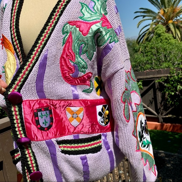 Vintage ABSOLUTELY NO! JEANS 80’s Patch Cardigan - Picture 8 of 13